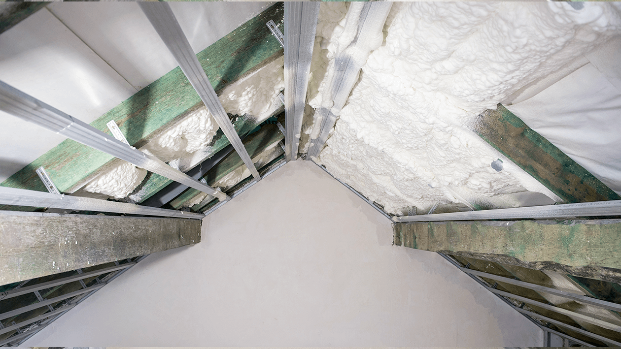 Attic thermal insulation with open-cell polyurethane foam